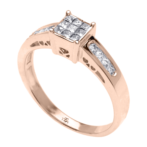 14K White Gold Natural Diamond Engagement Ring (Cluster Setting)-1