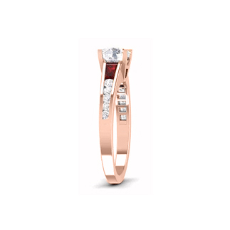14K White Gold  Engagement Ring w/ Natural Diamond w/ Synthetic Ruby (Center Stone Not Included)-5