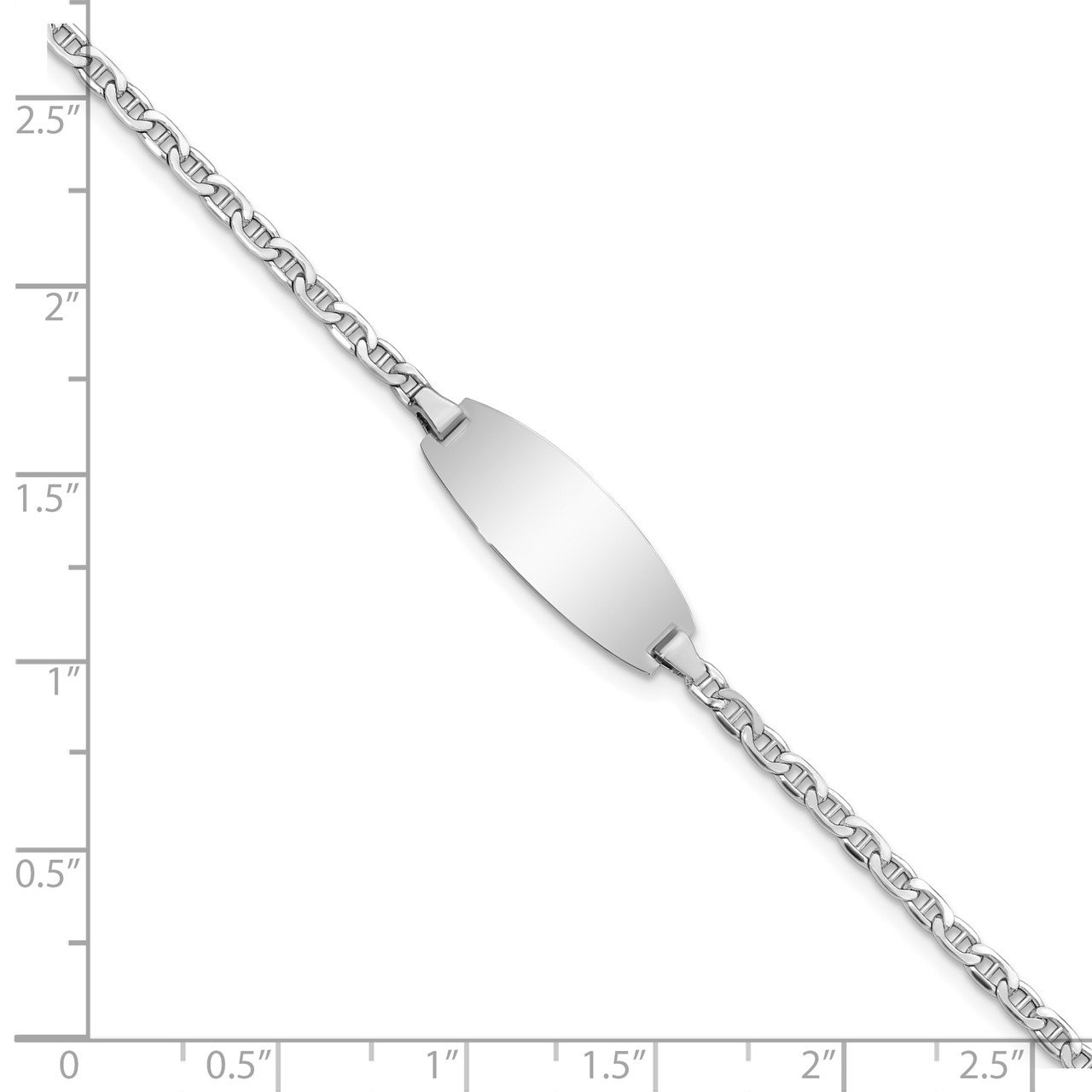 14k White Gold Semi-Solid Oval Anchor ID Bracelet-2