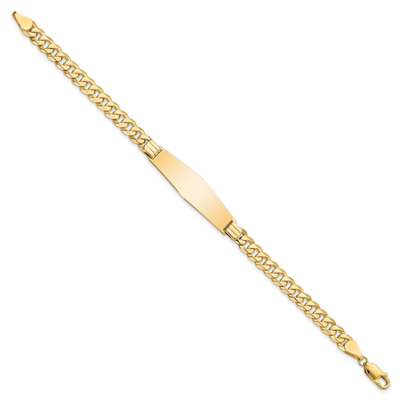 14K Curb Link Soft Diamond Shape ID Bracelet-1