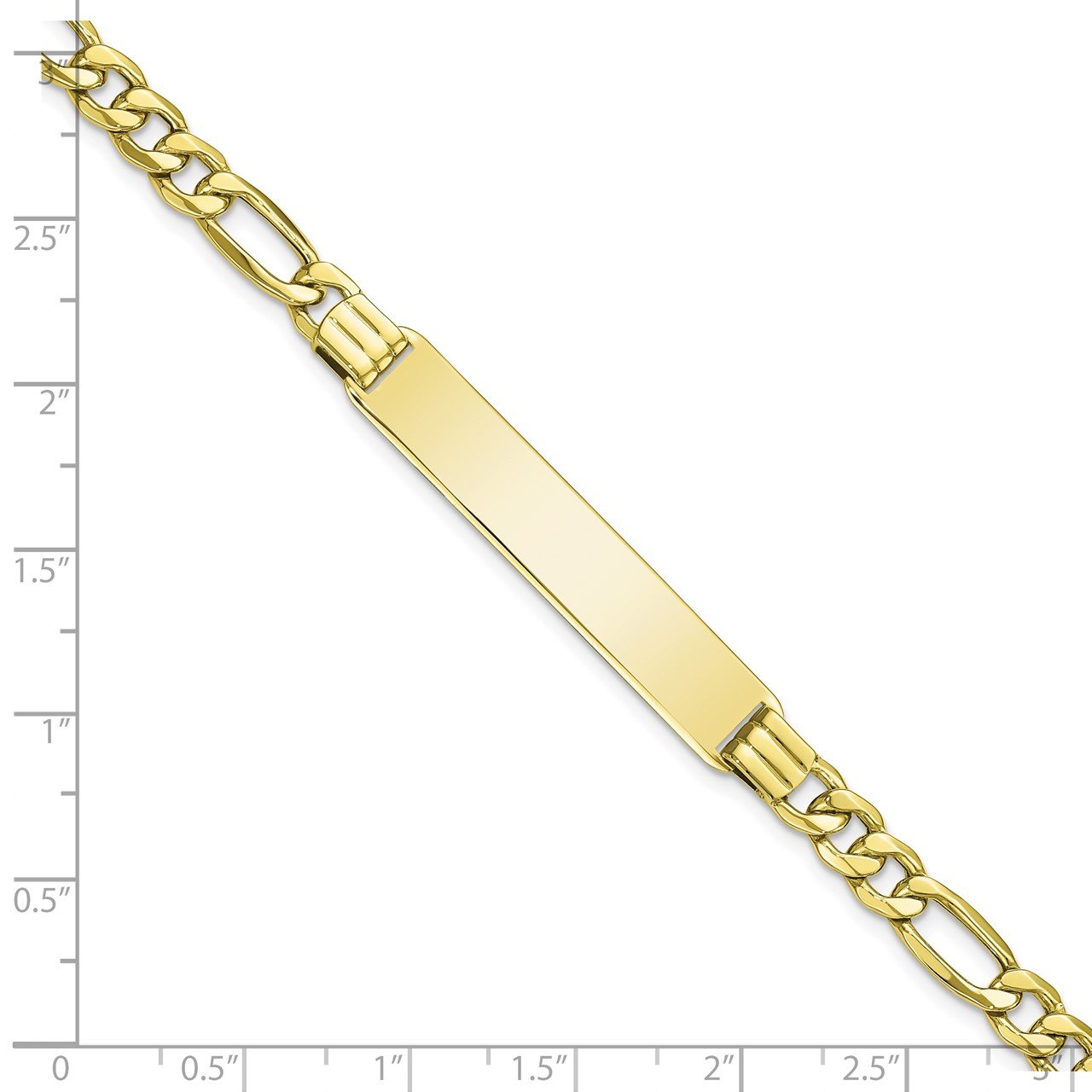 10k Semi-solid Figaro Link ID Bracelet-3