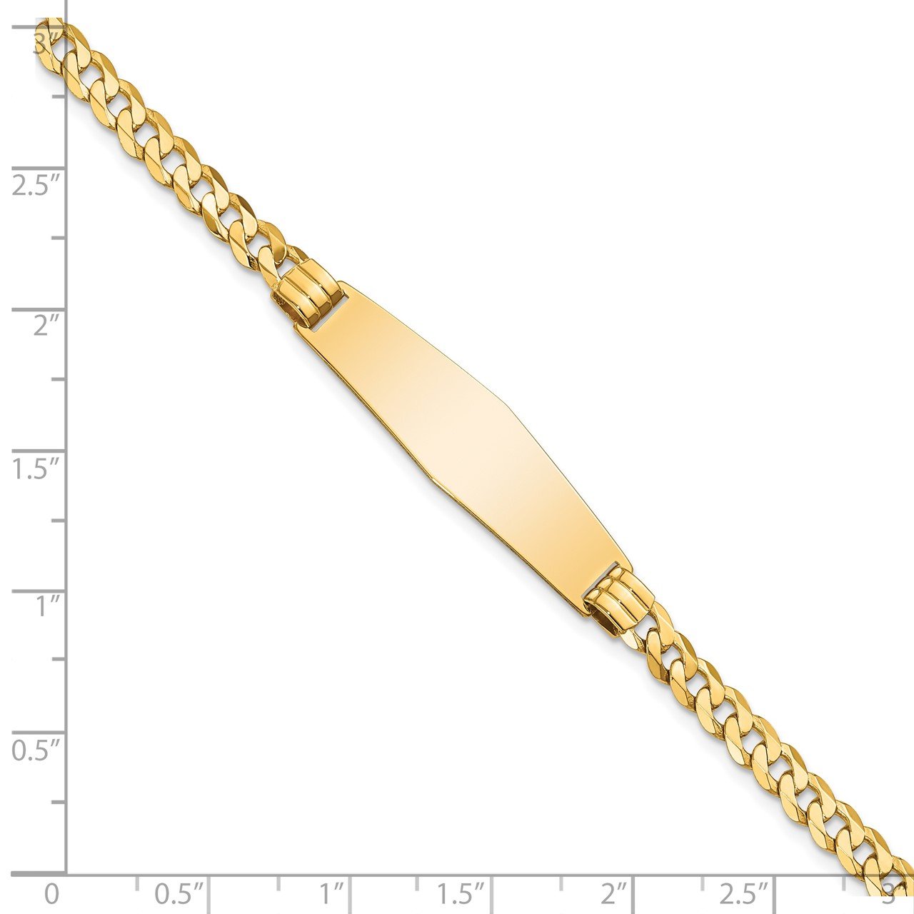 14K Curb Link Soft Diamond Shape ID Bracelet-2