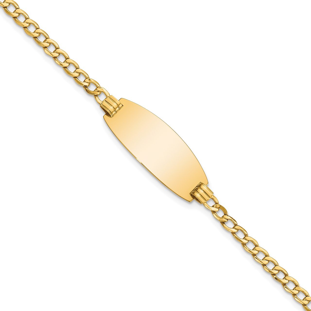 14k Semi-Solid Oval Curb ID Bracelet