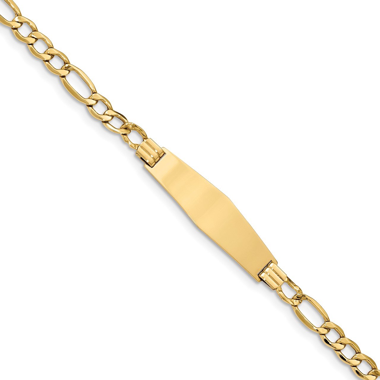14k Polished Semi-Solid Soft Diamond Shape Figaro ID Bracelet