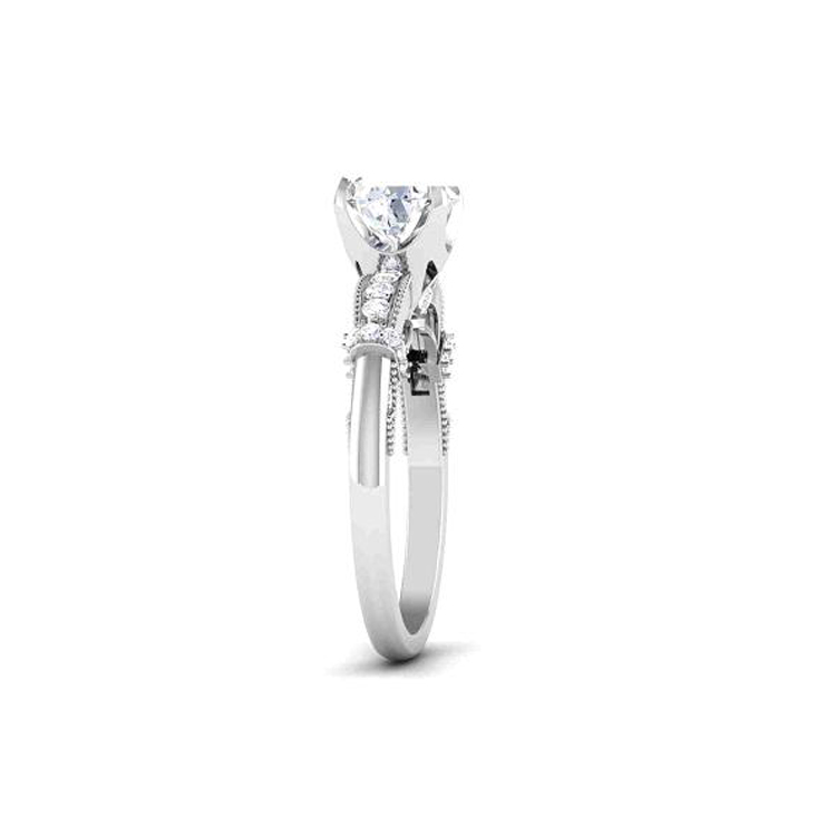 14K White Gold Natural Diamond Engagement Ring (Center Stone Not Included)-2
