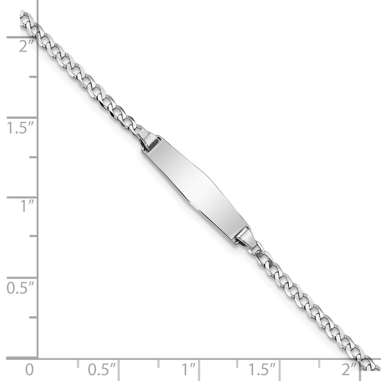 14k WG Soft Diamond Shape Flat Curb Link ID Bracelet-2