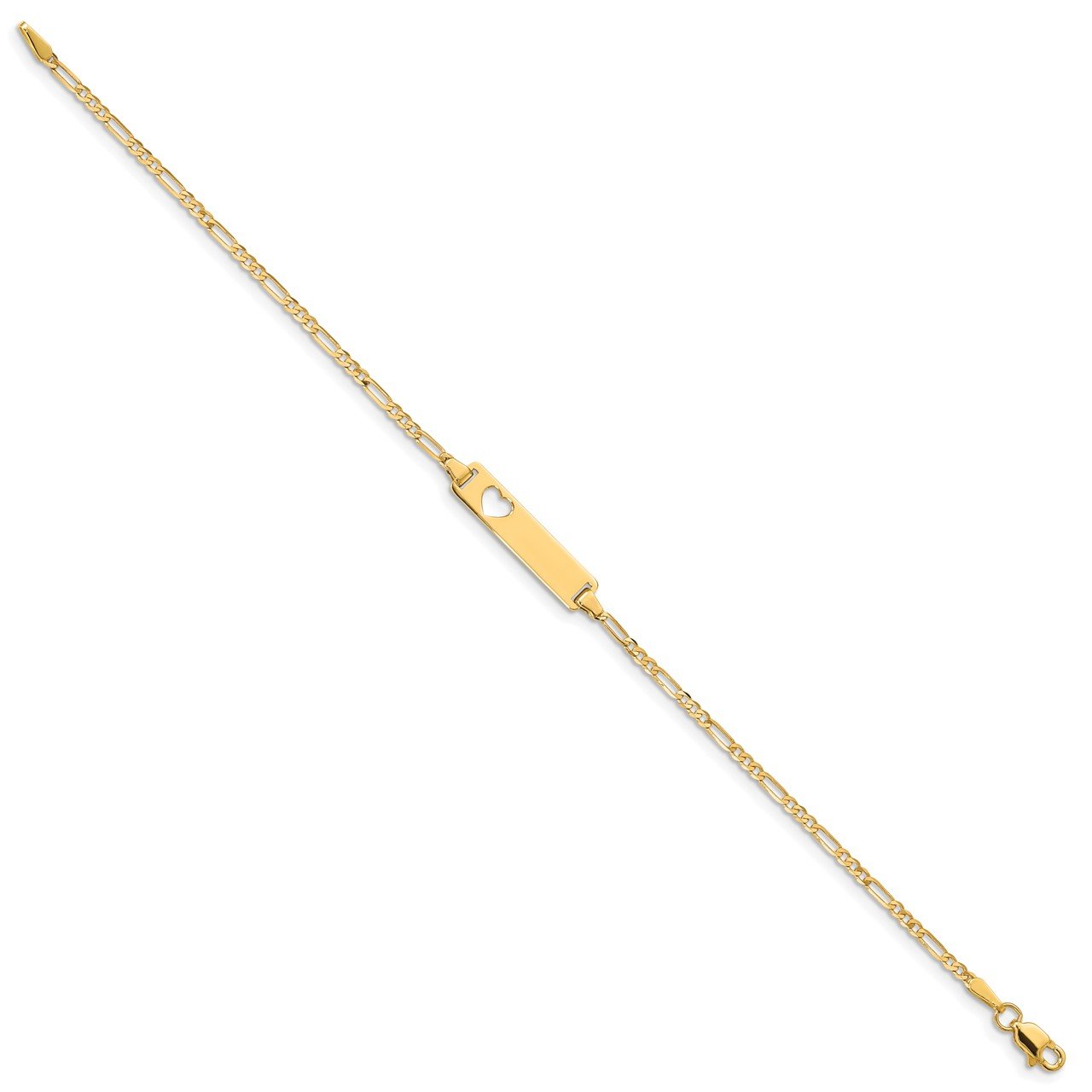 14k Cut-out Heart Figaro Link ID Bracelet-1
