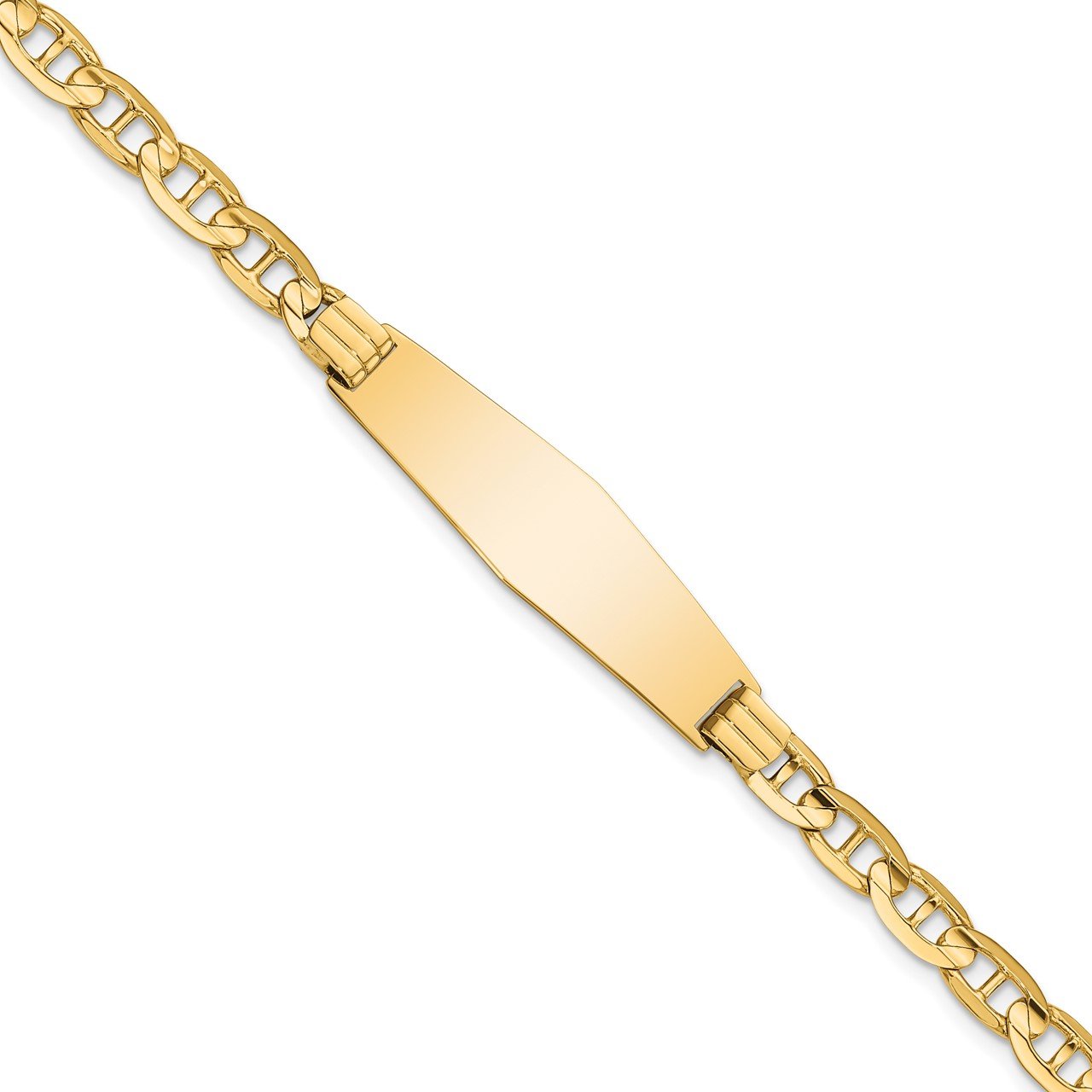14k Anchor Soft Diamond Shape ID Bracelet