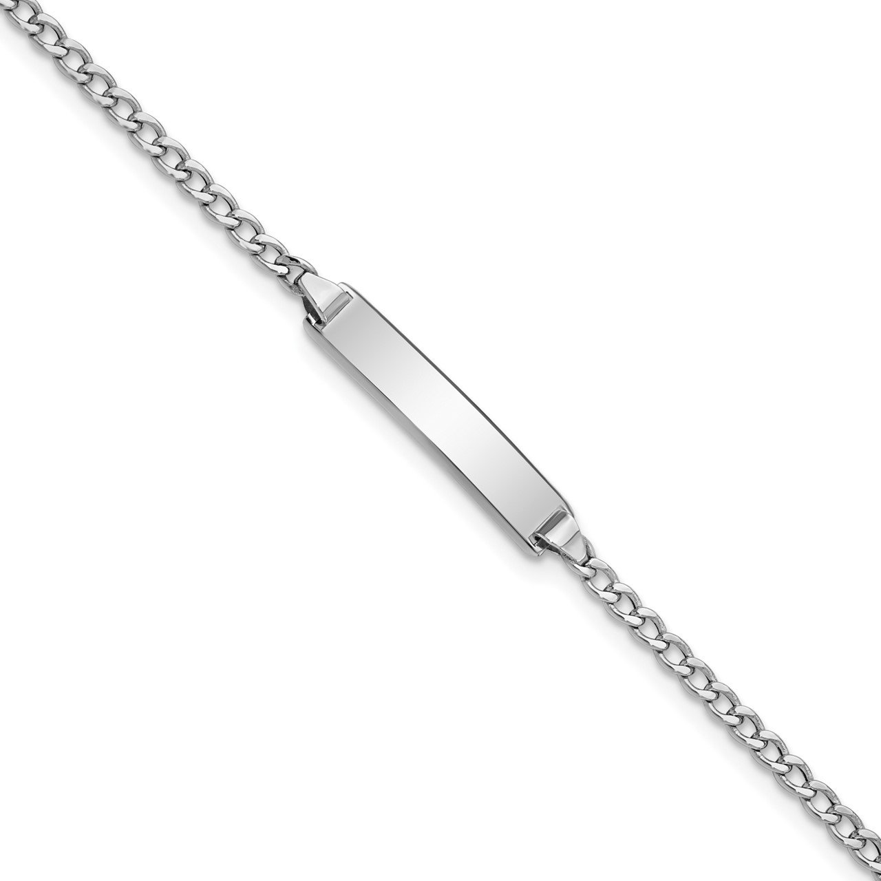 14k WG Polished Semi-Solid Cuban ID Bracelet