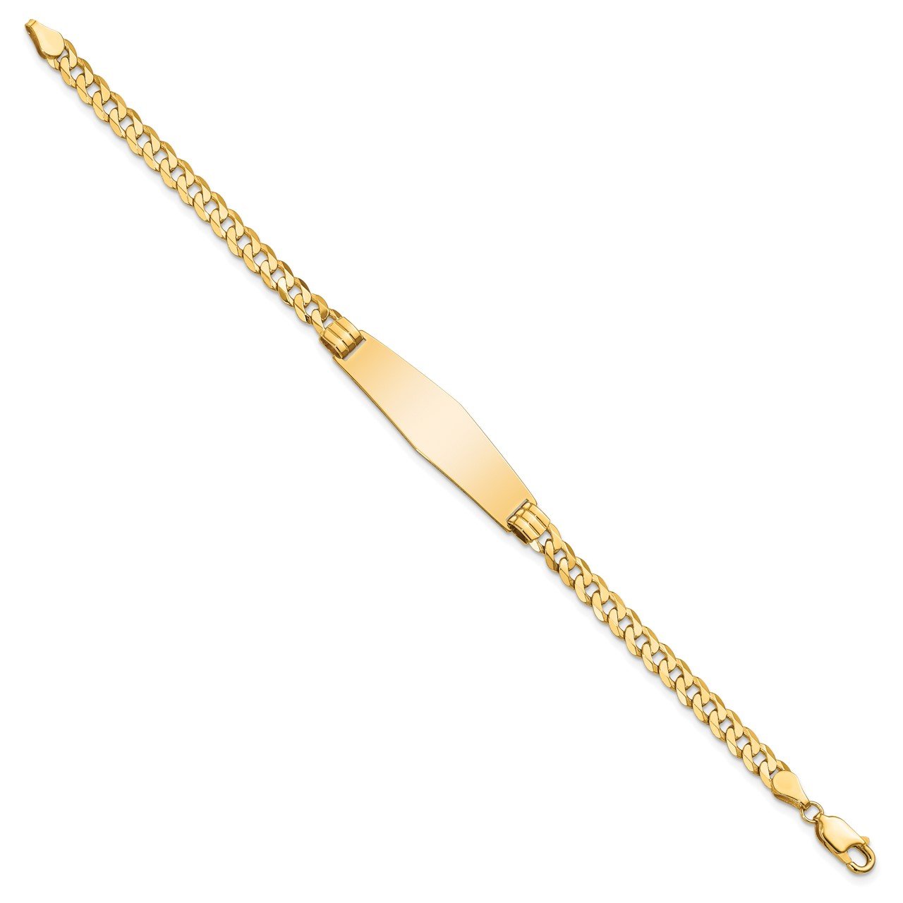 14K Curb Link Soft Diamond Shape ID Bracelet-1