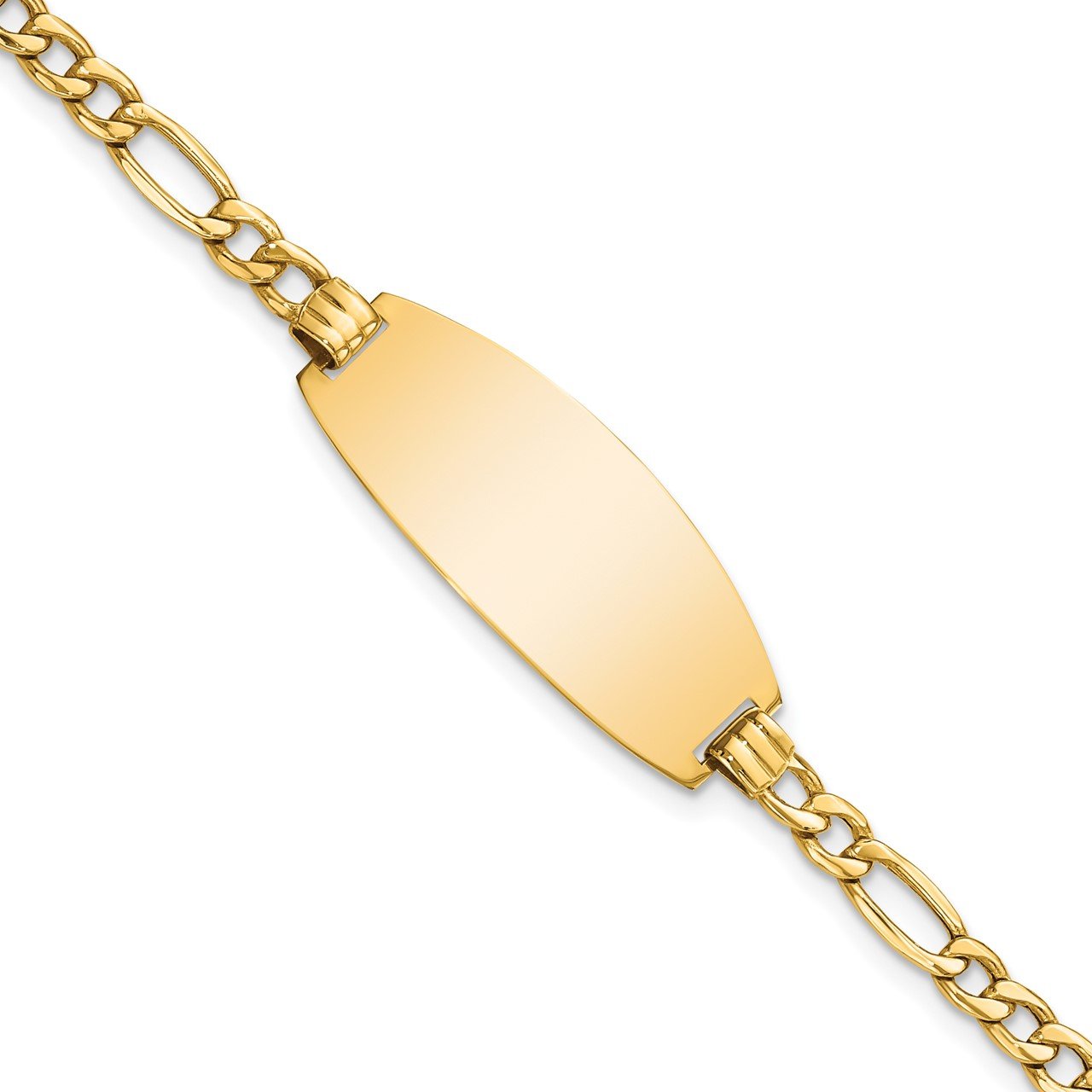 14k Semi-solid Oval Figaro ID Bracelet