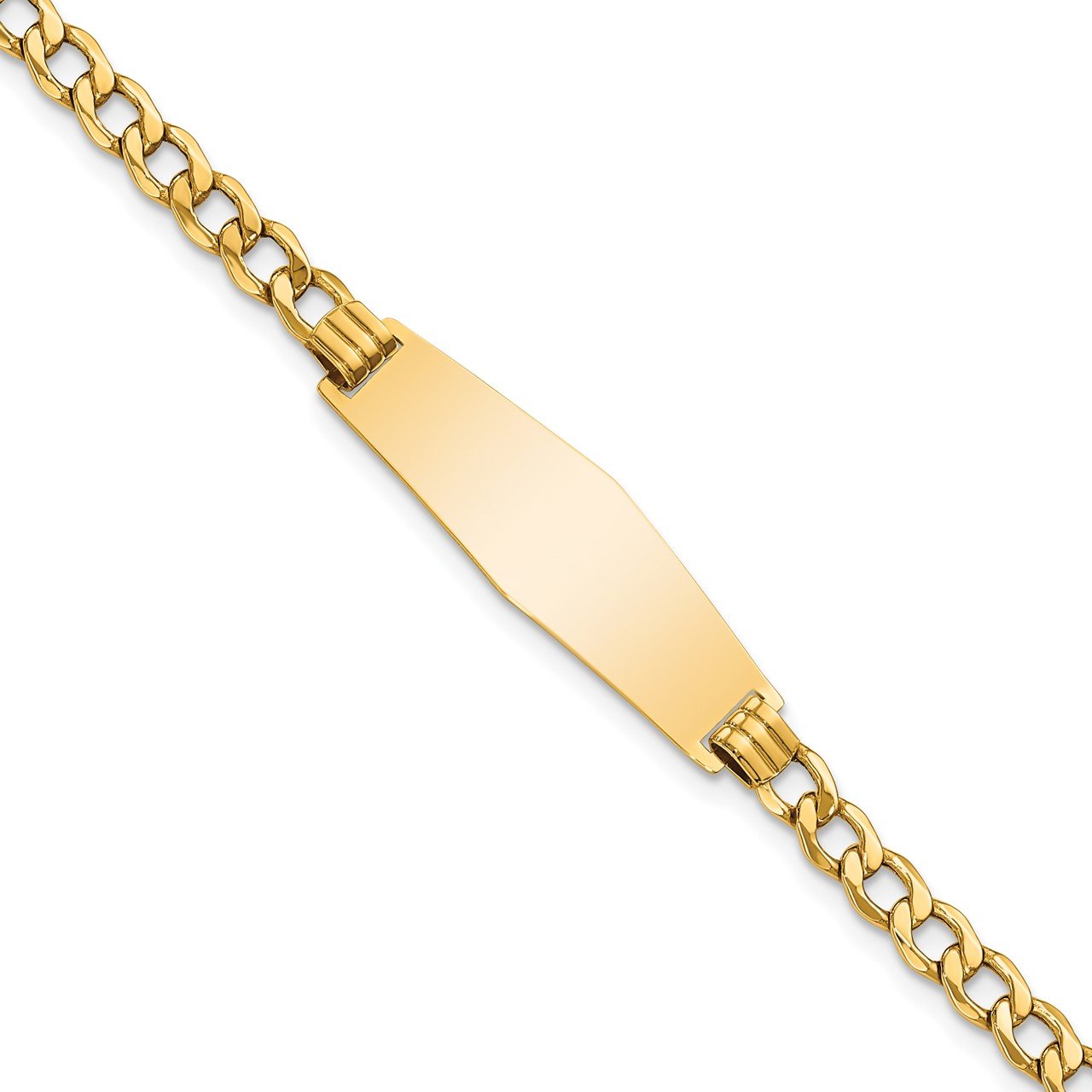 14k Semi-solid Soft Diamond Shape Curb Link ID Bracelet