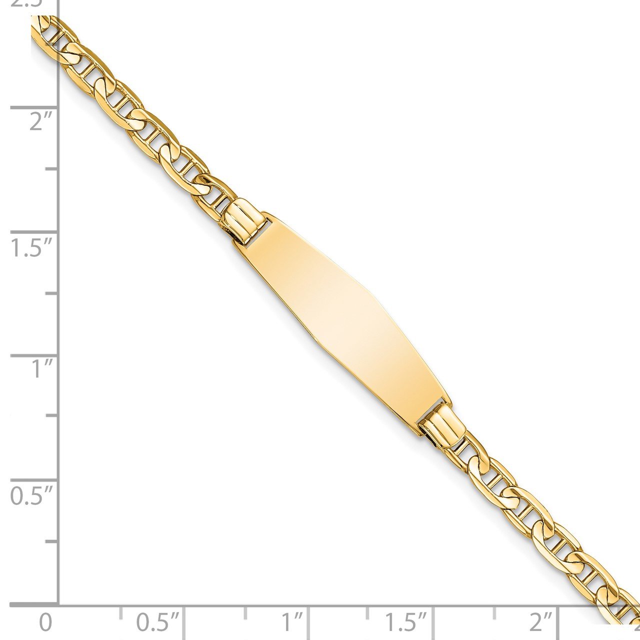 14K Soft Diamond Shape Anchor Link ID Bracelet-2