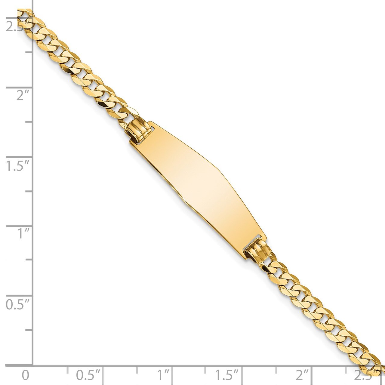 14k Soft Diamond Shape Flat Curb Link ID Bracelet-2