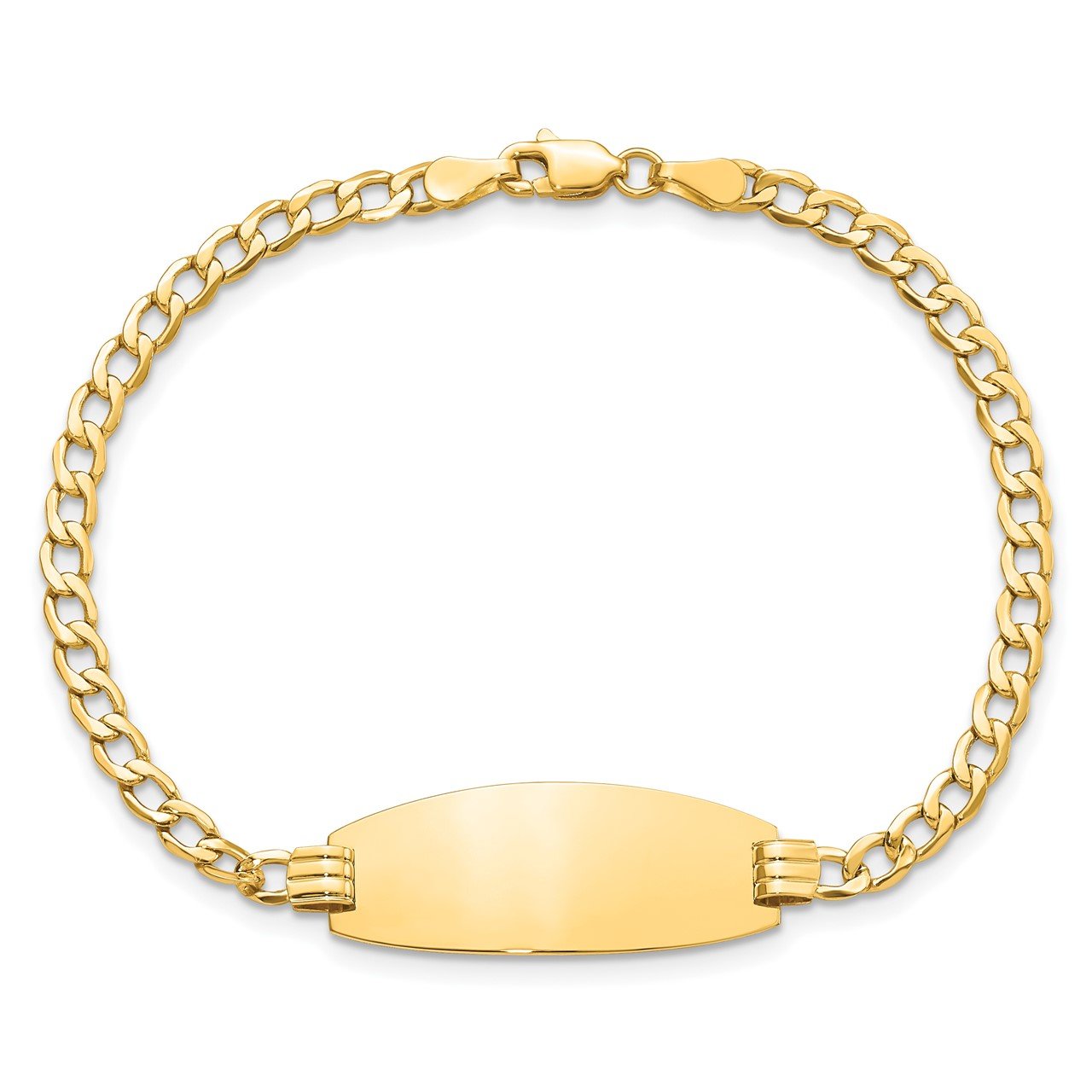 14k Semi-Solid Oval Curb ID Bracelet-3