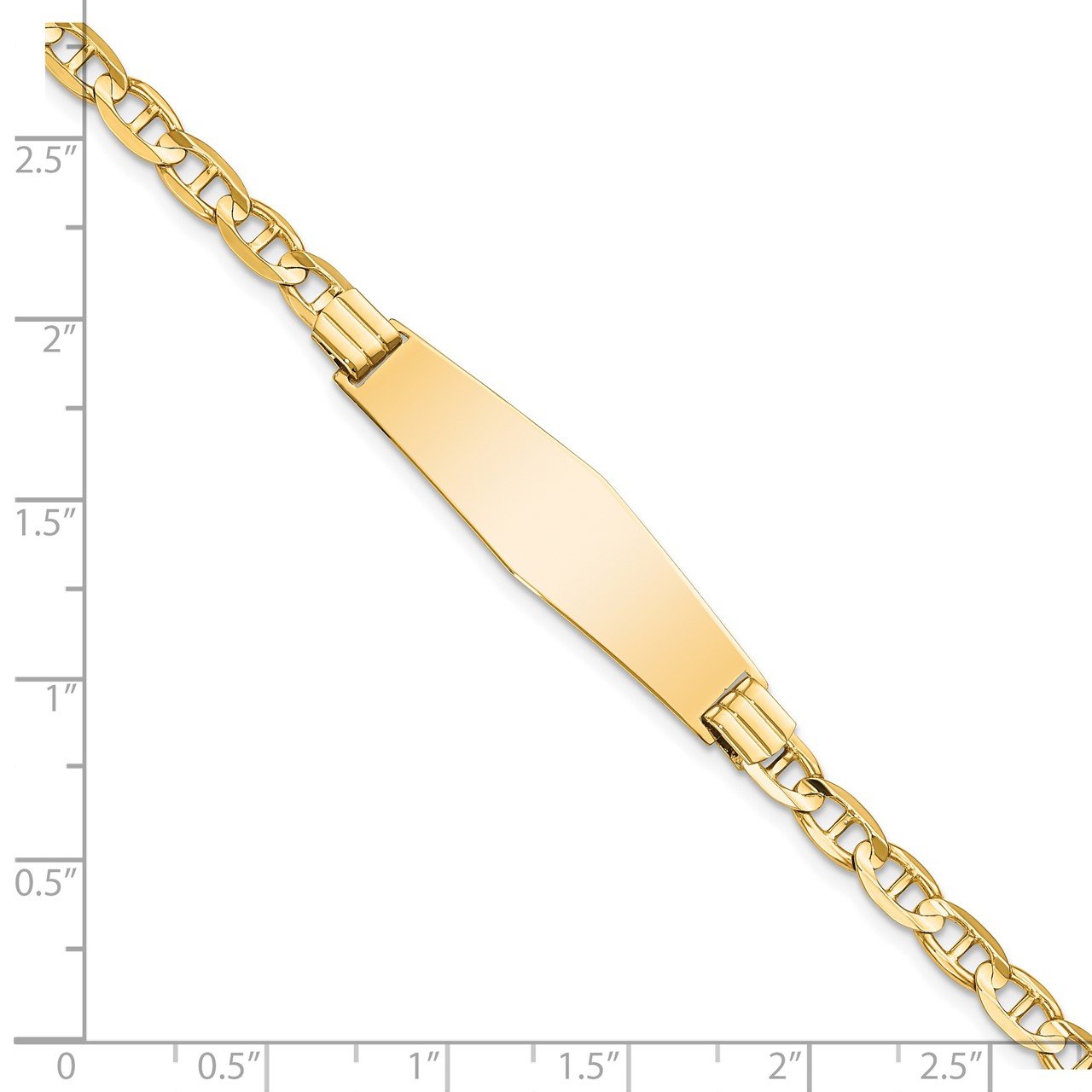 14k Anchor Link Soft Diamond Shape ID Bracelet-2