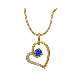 14k Yellow Gold 0.131 Ct. Diamond or Gemstones Heart Shape Pendant Necklace-8