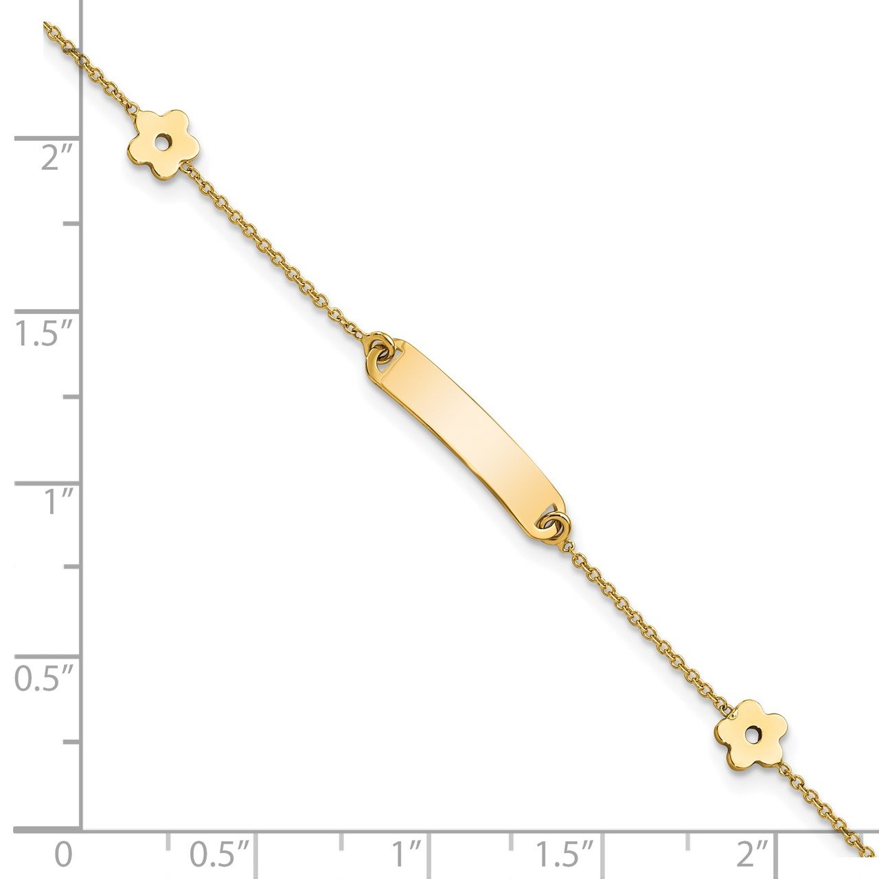 14K Polished ID with Flower Childrens Bracelet-2