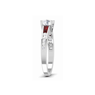 14K White Gold  Engagement Ring w/ Natural Diamond w/ Synthetic Ruby (Center Stone Not Included)-1