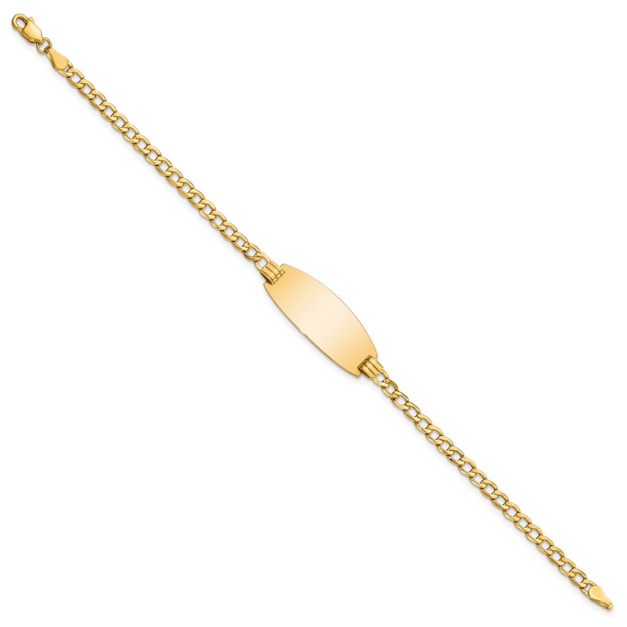 14k Semi-Solid Oval Curb ID Bracelet-1
