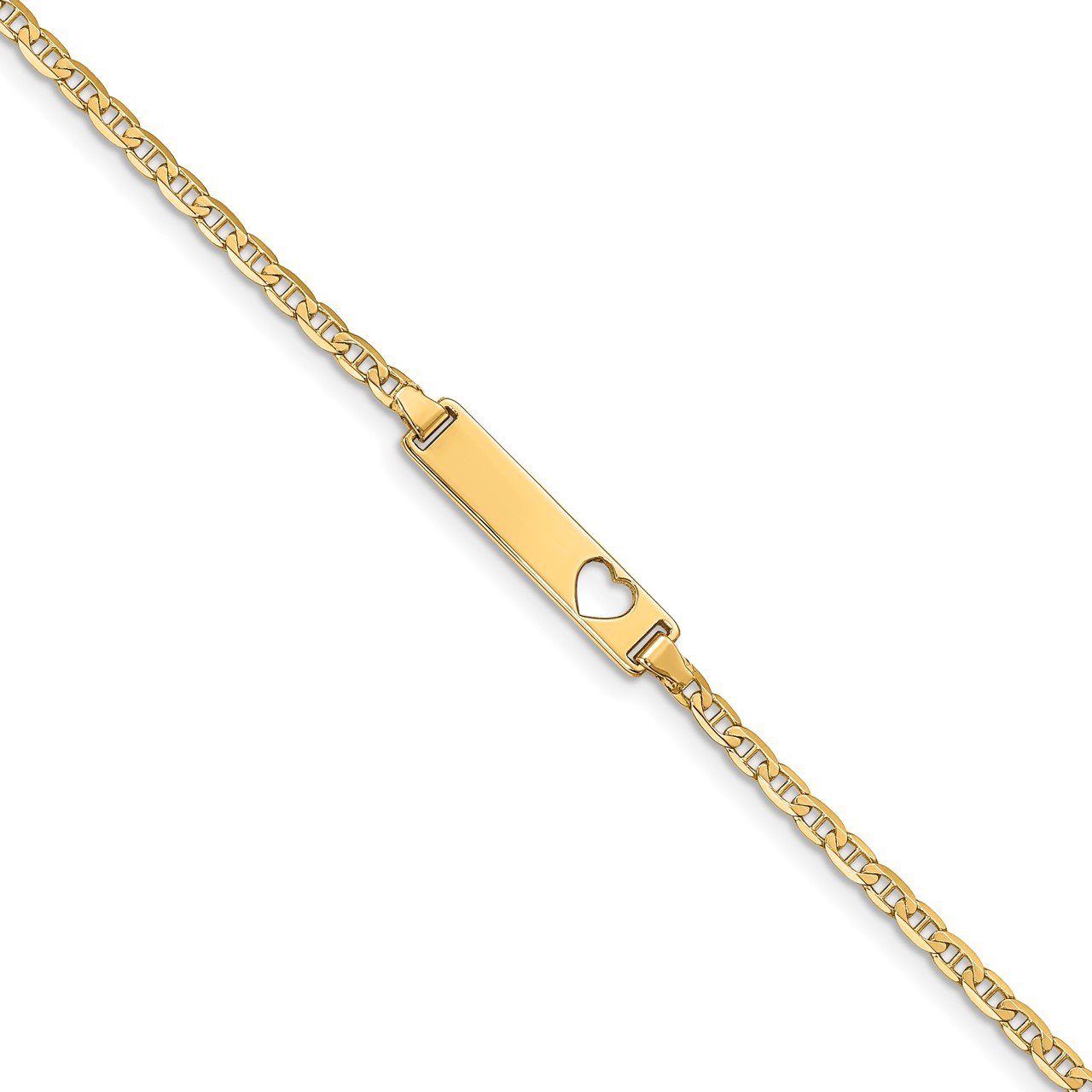 14k Cut-out Heart Anchor Link ID Bracelet