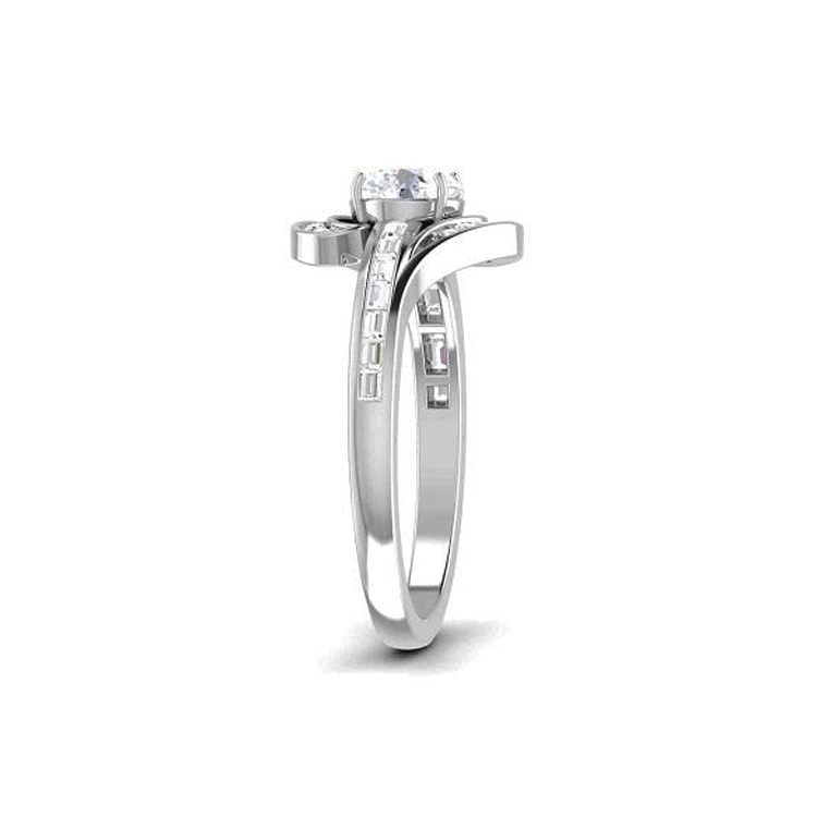 14K White Gold Natural Diamond Engagement Ring (Center Stone Not Included)-1