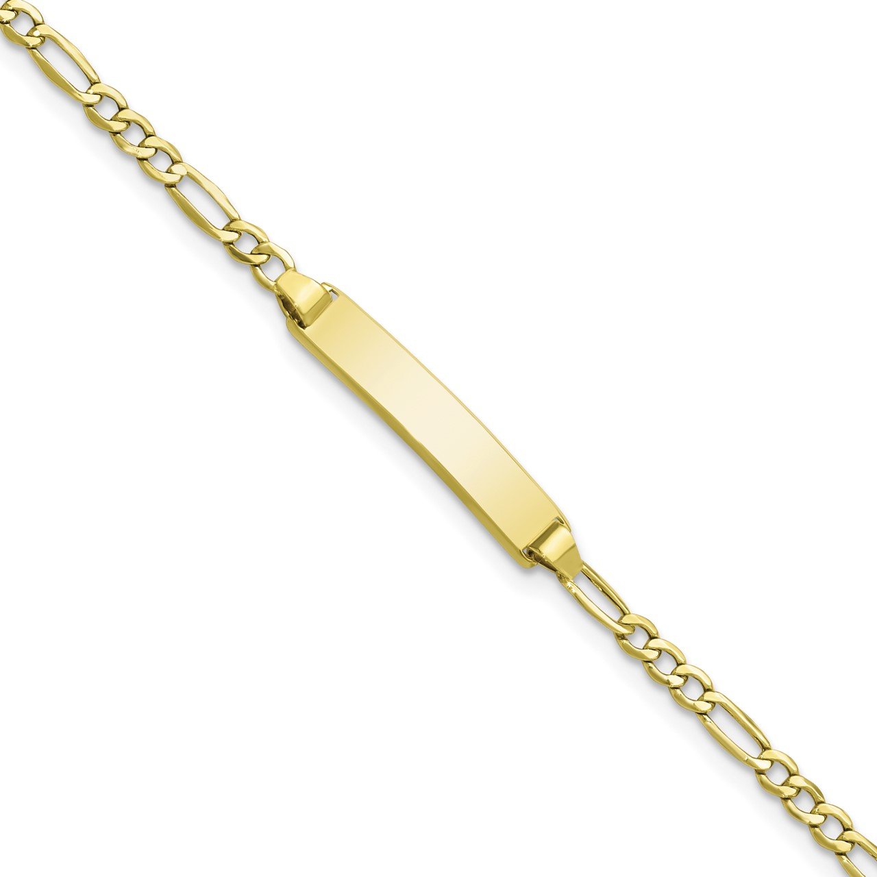 10k Semi-solid Figaro Link ID Bracelet