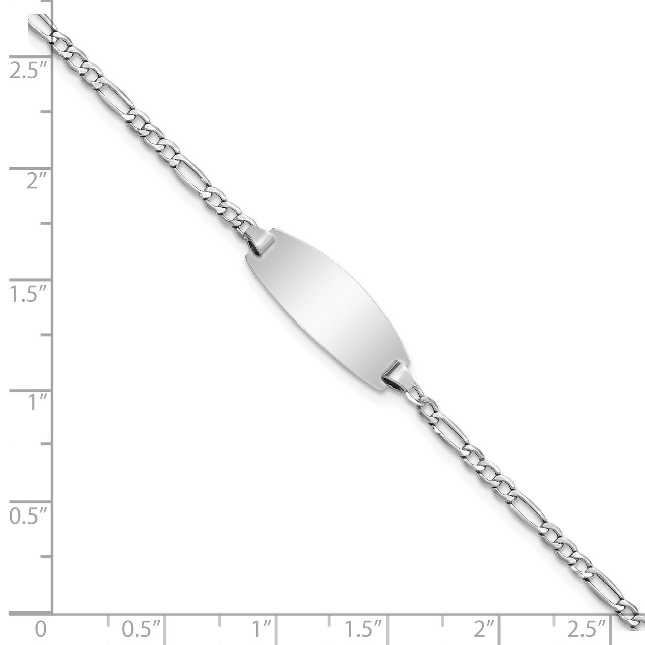 14k White Gold Semi-Solid Oval Figaro ID Bracelet-2
