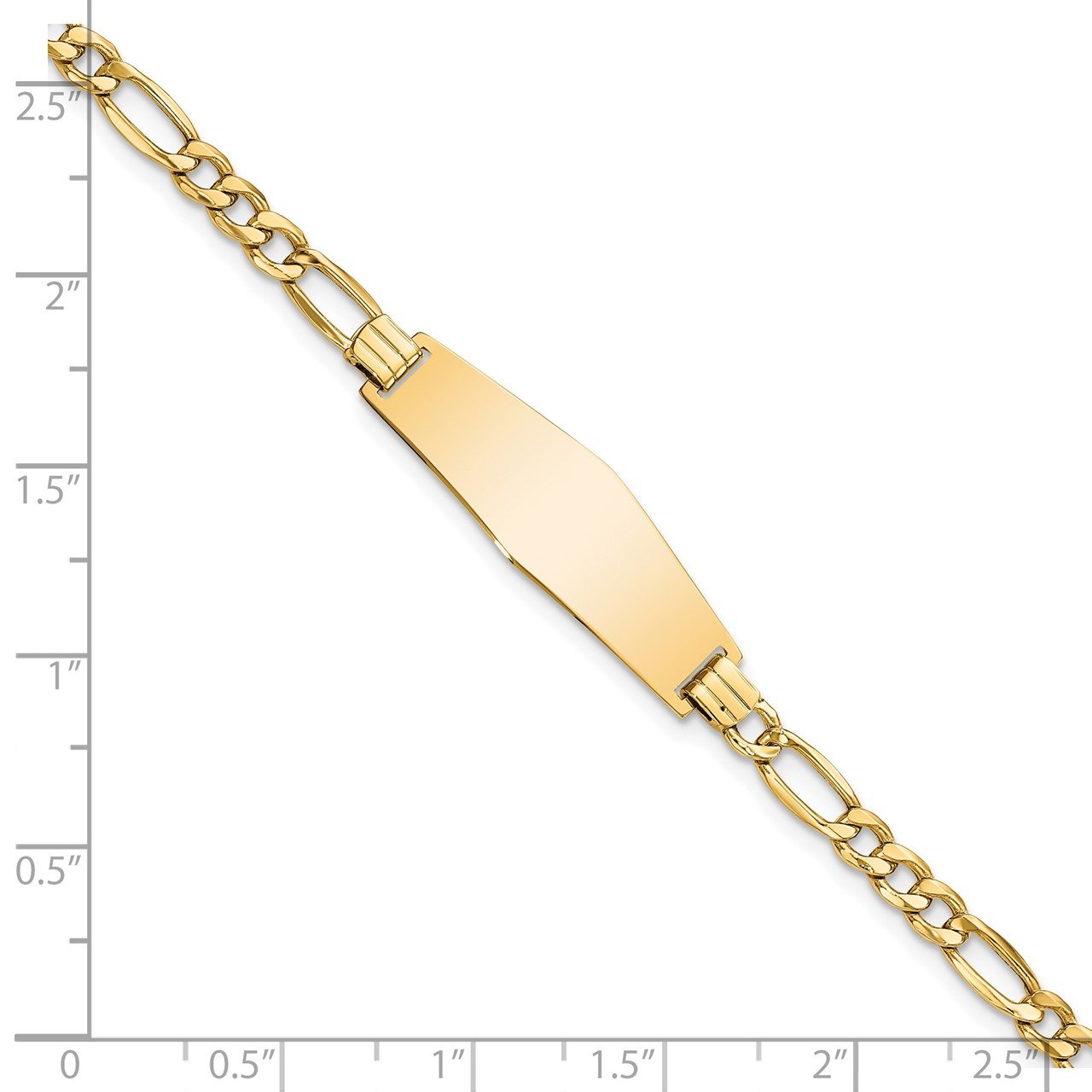 14k Semi-solid Soft Diamond Shape Figaro Link ID Bracelet-2