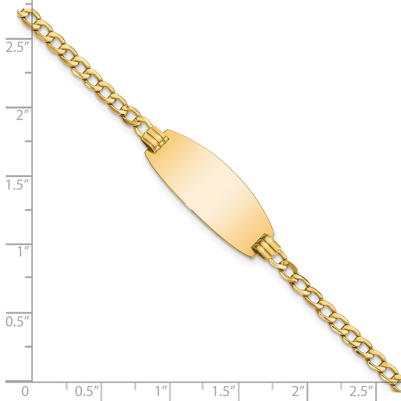14k Semi-Solid Oval Curb ID Bracelet-2