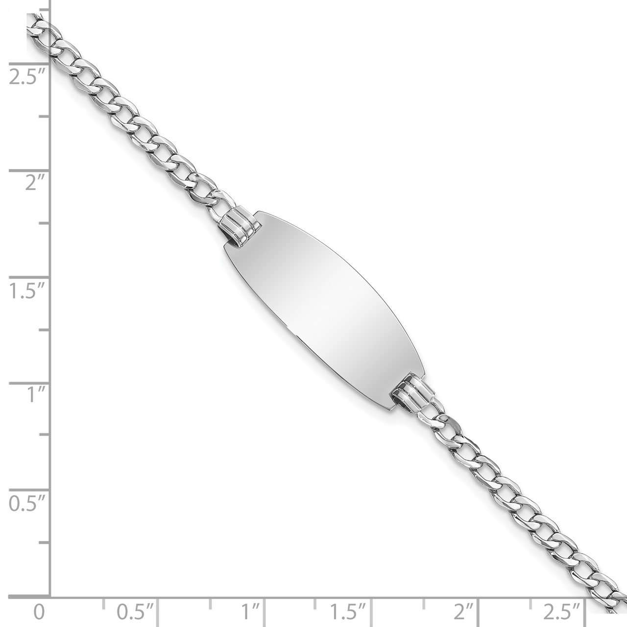 14k White Gold Semi-solid Oval Curb ID Bracelet-2