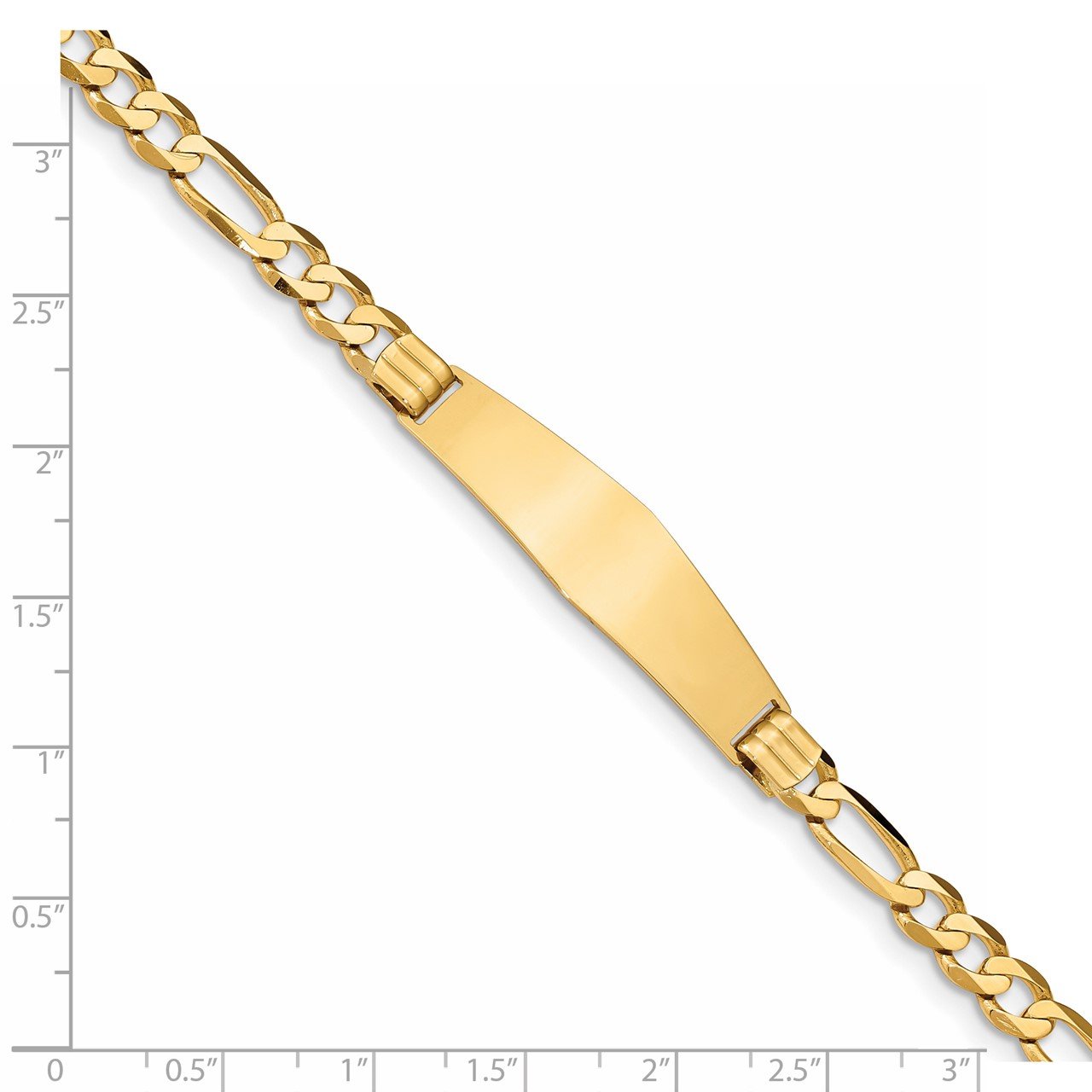 14k Figaro Soft Diamond Shape ID Bracelet-2