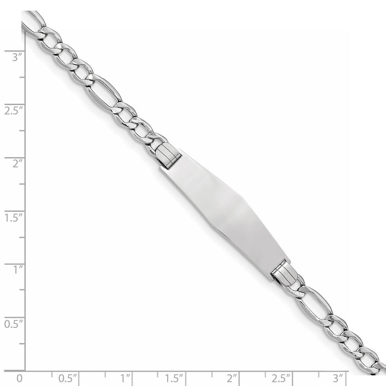 14K WG Polished Semi-Solid Soft Diamond Shape Figaro ID Bracelet-2