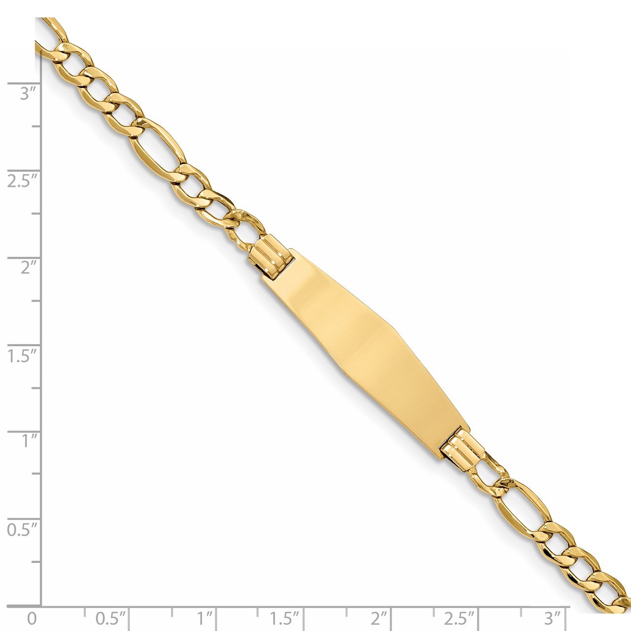 14k Polished Semi-Solid Soft Diamond Shape Figaro ID Bracelet-2