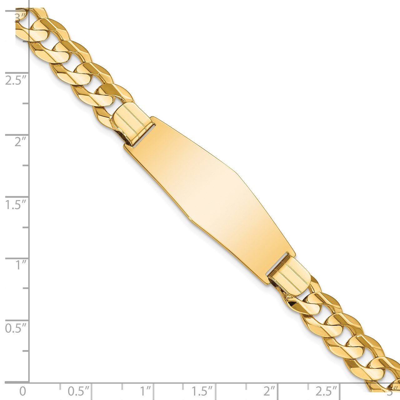 14k Curb Soft Diamond Shape ID Bracelet-2