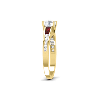 14K White Gold  Engagement Ring w/ Natural Diamond w/ Synthetic Ruby (Center Stone Not Included)-4