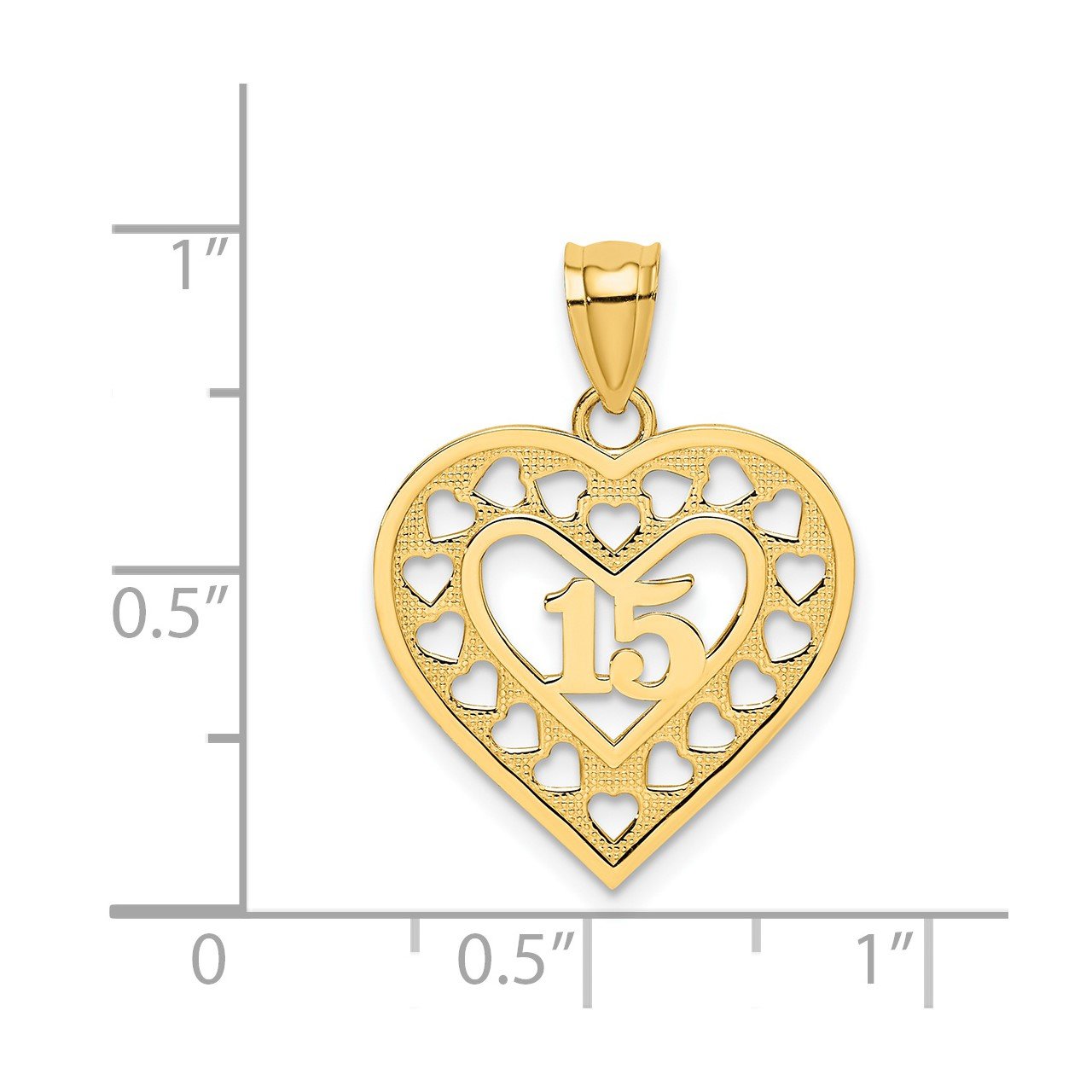 14K 15 in Cut-out Heart charm-3