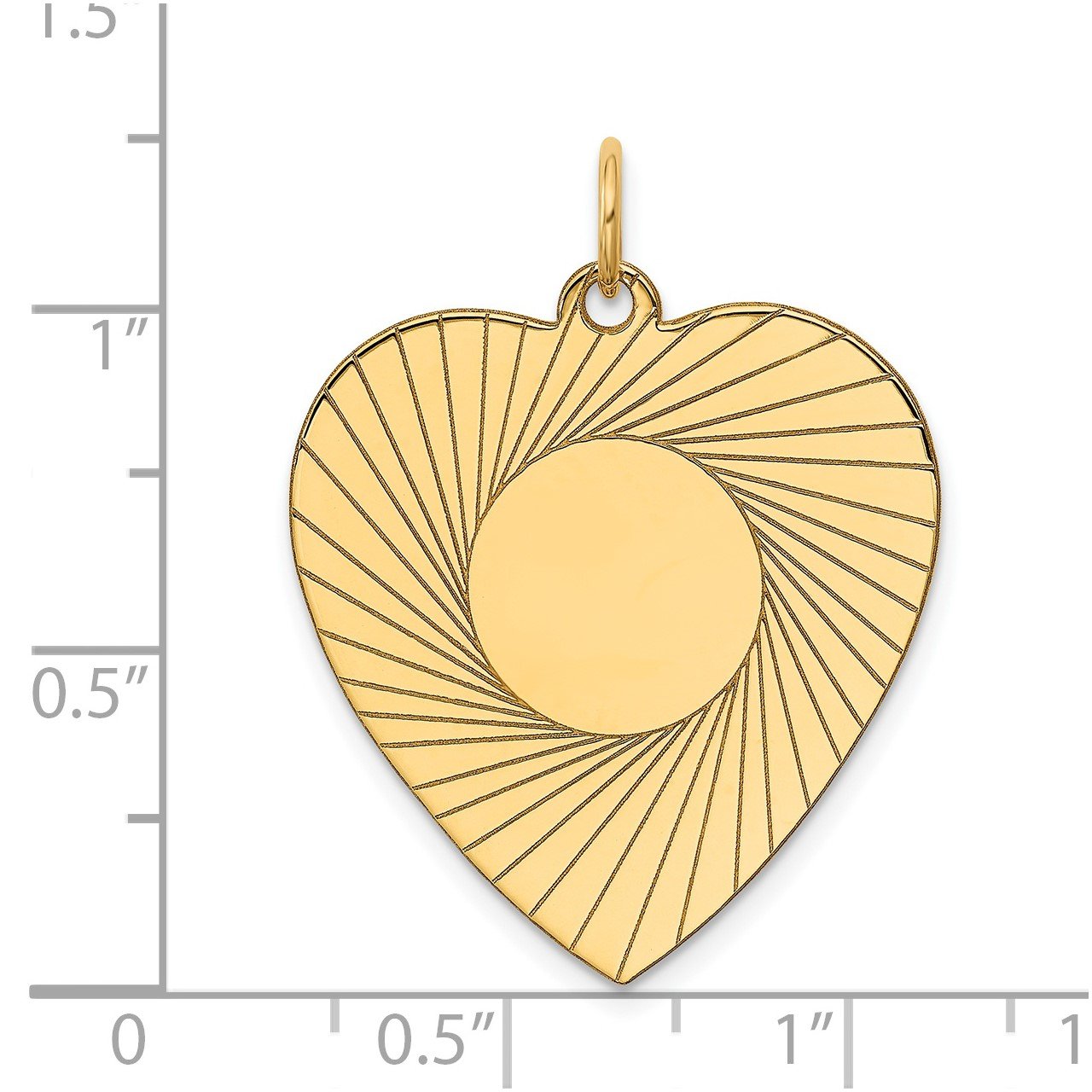 14k Etched .018 Gauge Engravable Heart Disc Charm-1