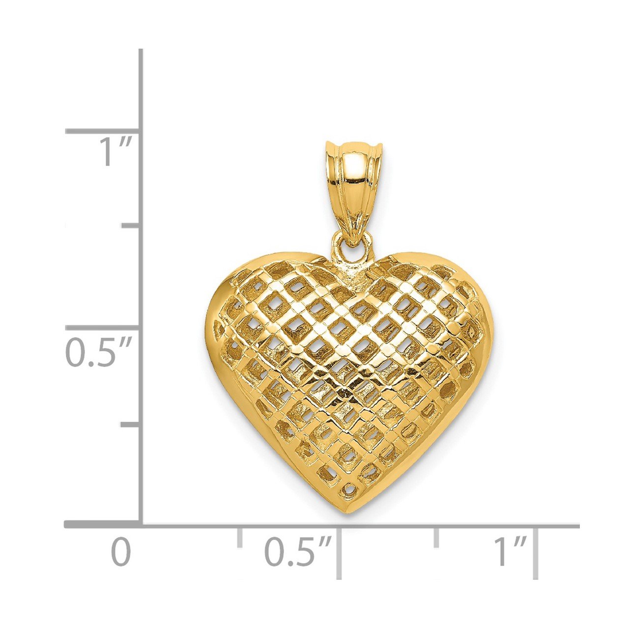 14K Polished 3-D Woven Puffed Heart Pendant-2