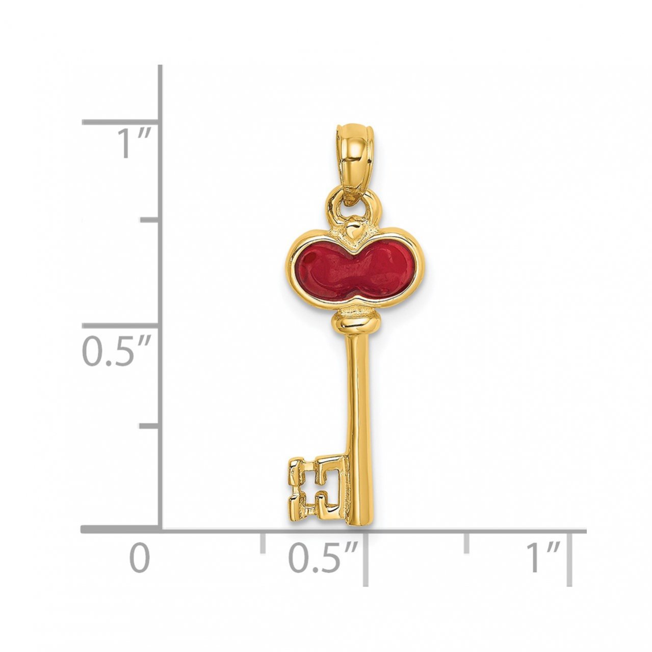 14K Polished 3D Enameled Heart Key Charm-3