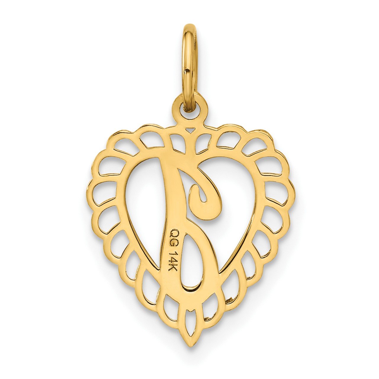 14k Heart Letter I Charm-2