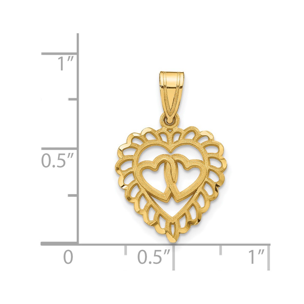 14K Polished Double Heart Pendant-2