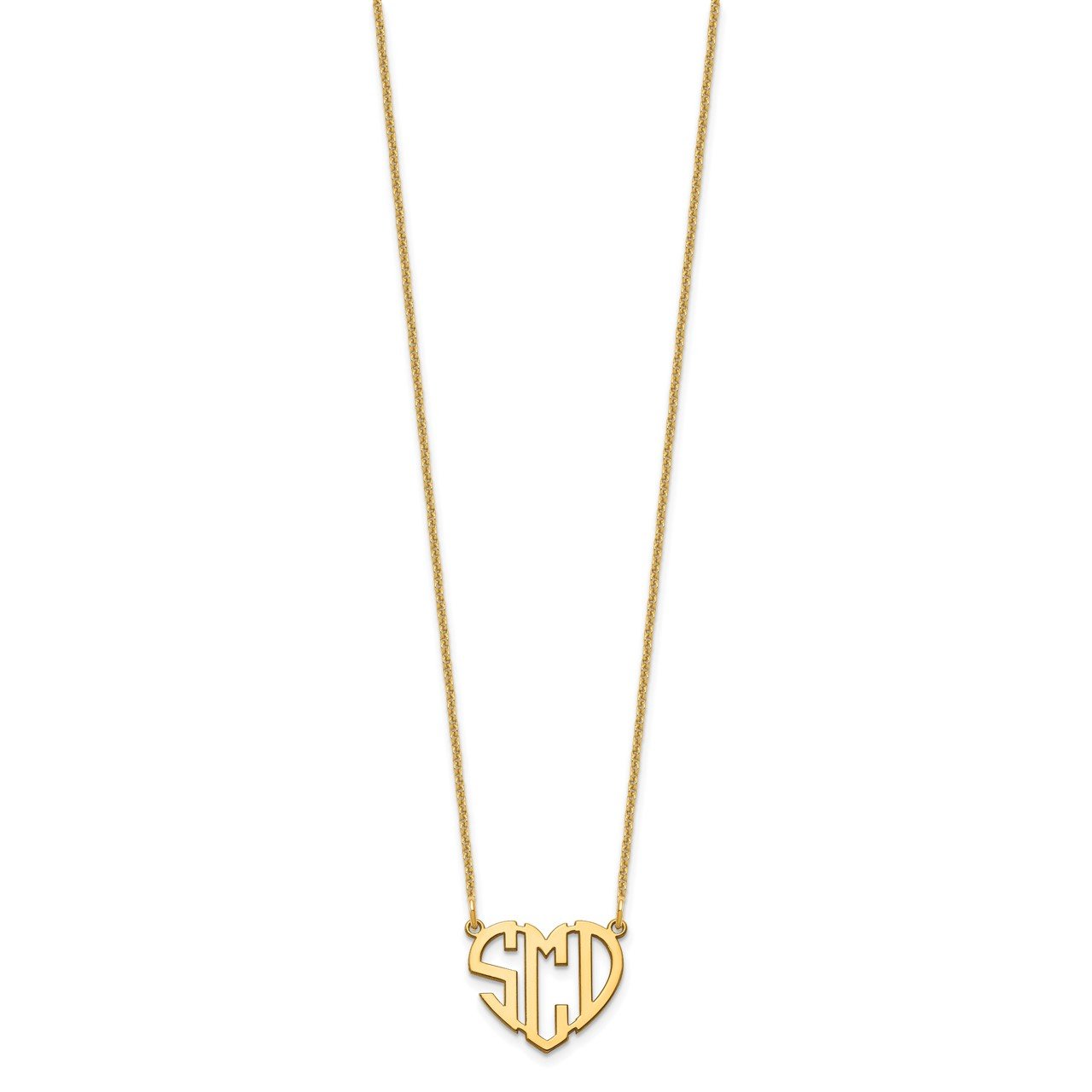 14KY Polished Cut out Heart Monogram Necklace-1