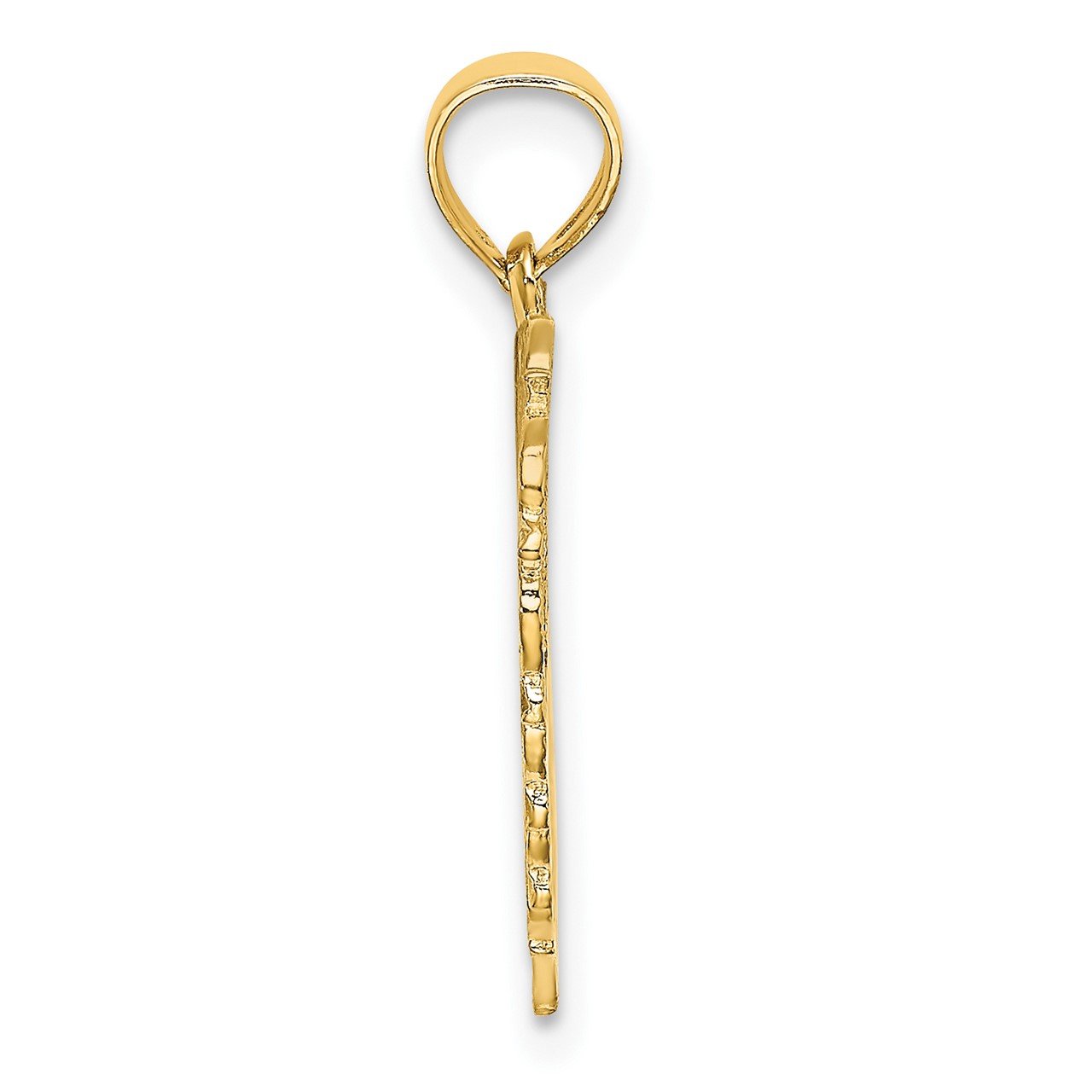 14K Polished and Textured Heart Charm-1