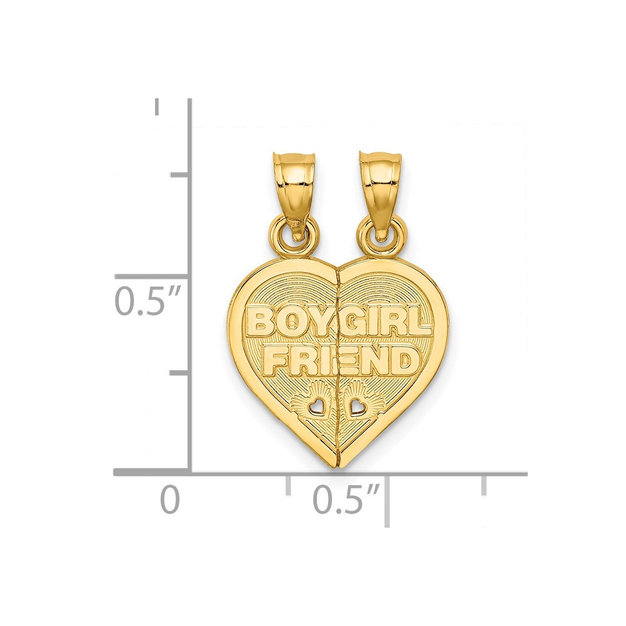 14K BOY/GIRL FRIEND Break-apart Heart Charm-2