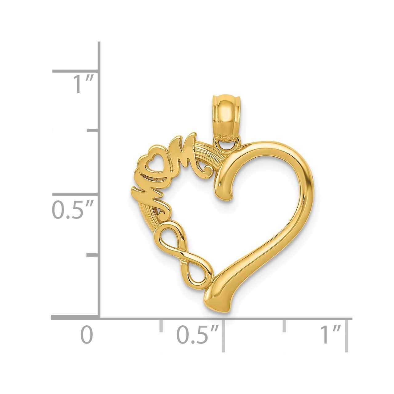 14k Polished MOM in Heart with Infinity Symbol Pendant-2
