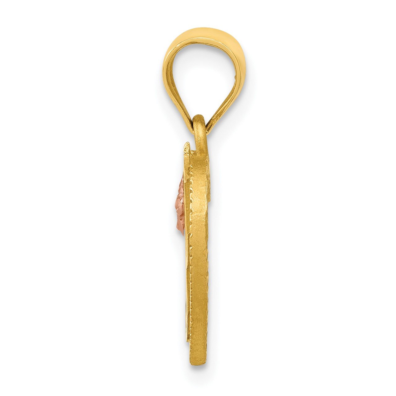 14k Two-Tone Heart Letter F Initial Pendant-1