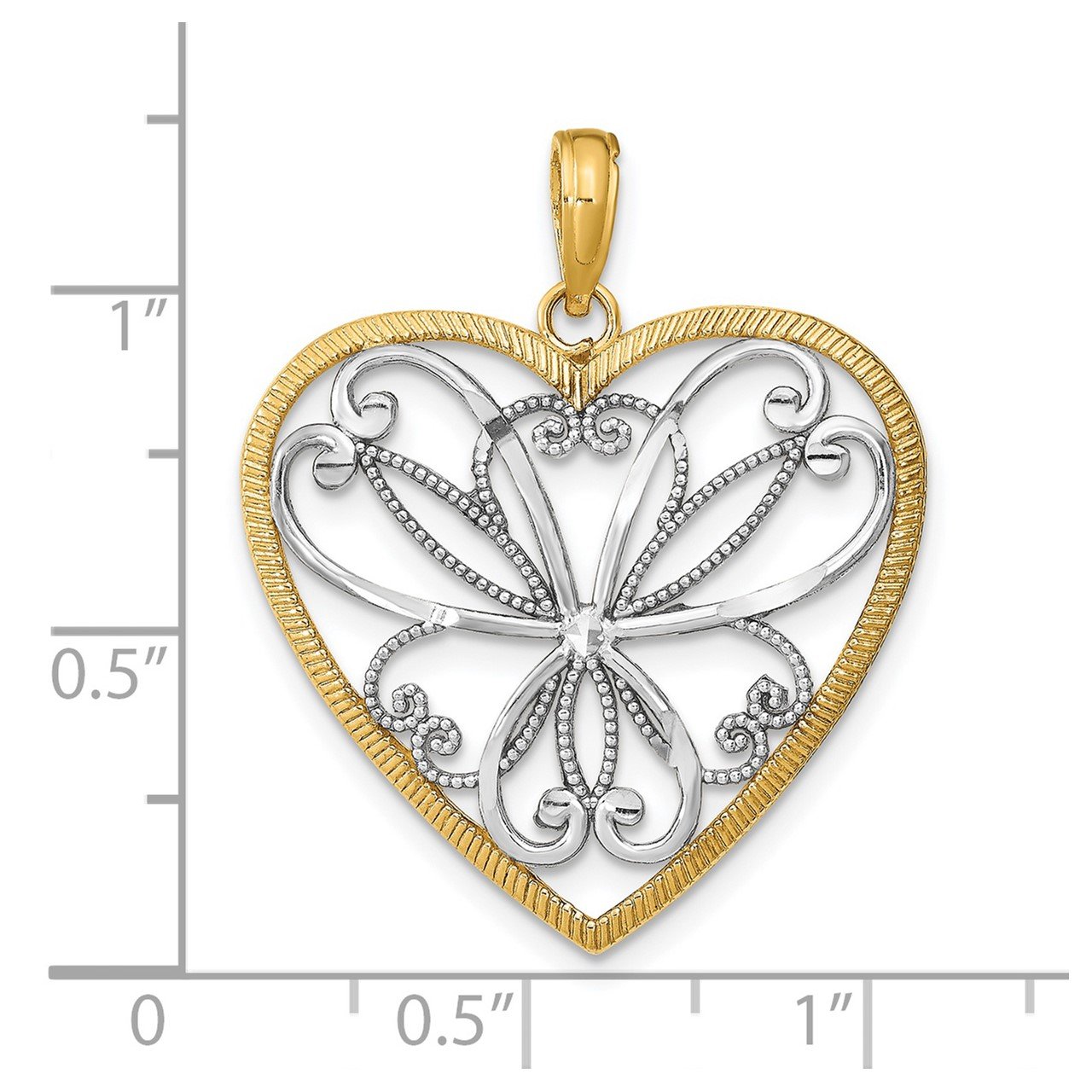14k with Rhodium and Filigree Heart Charm-2