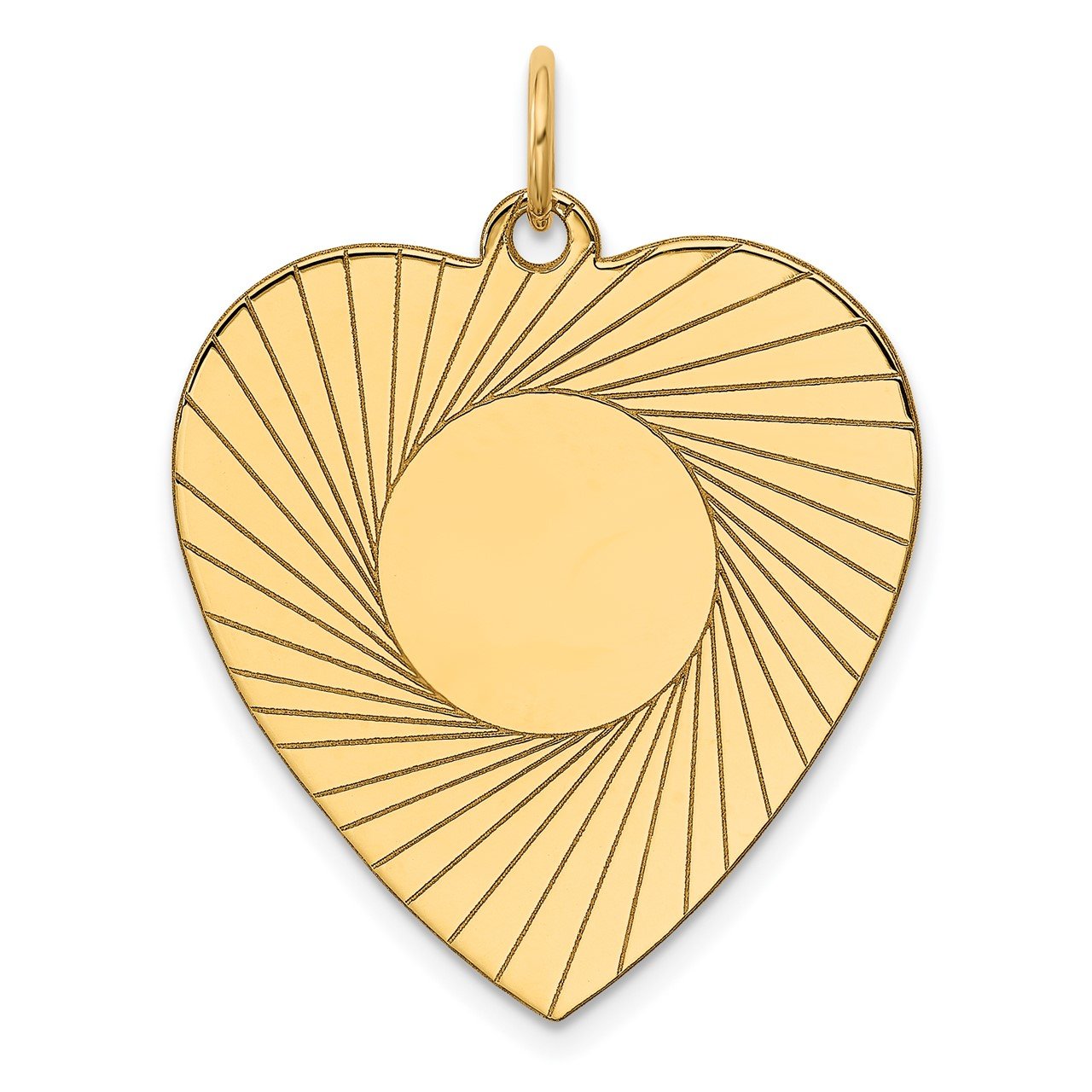 14k Etched .018 Gauge Engravable Heart Disc Charm