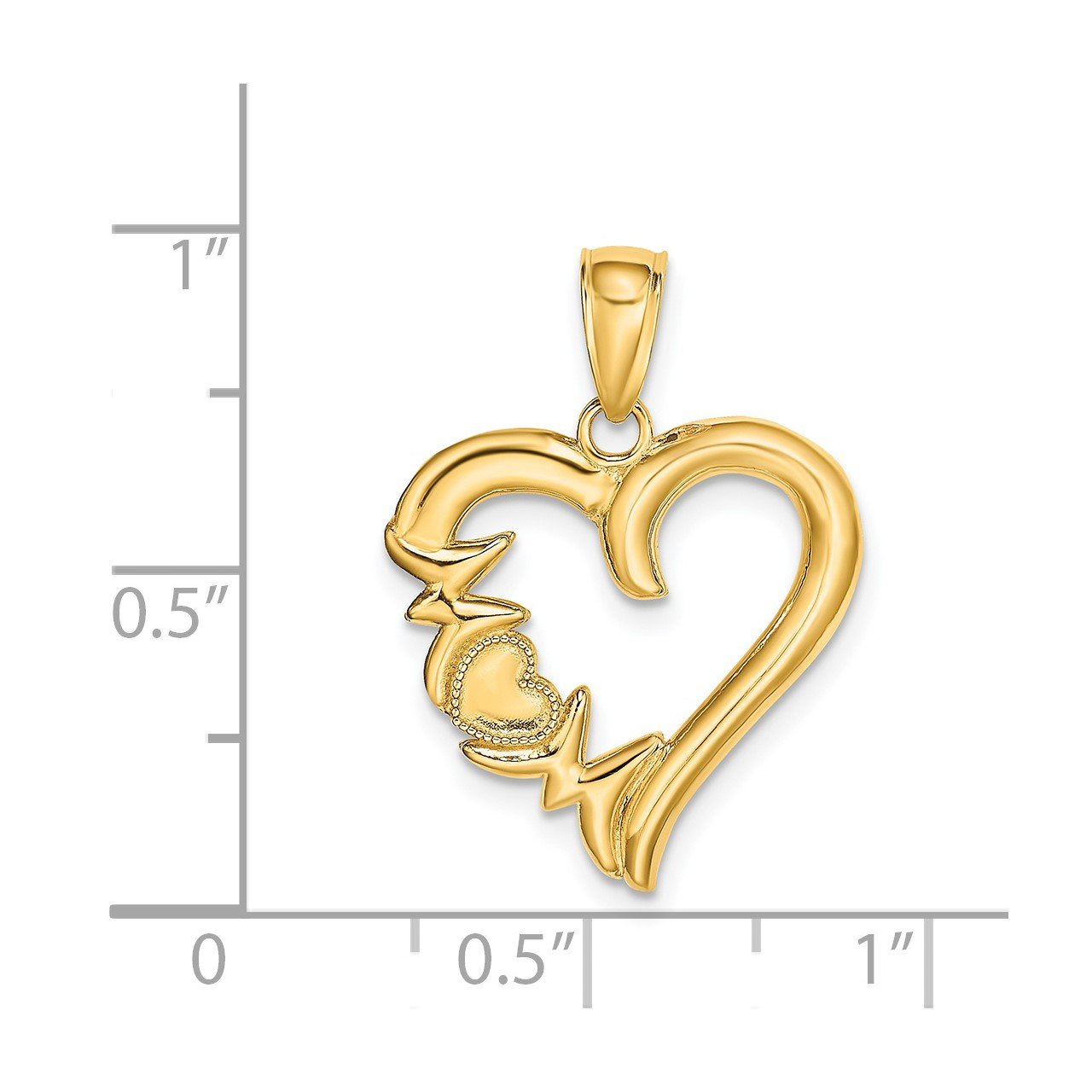 14K Polished MOM Heart Pendant-2